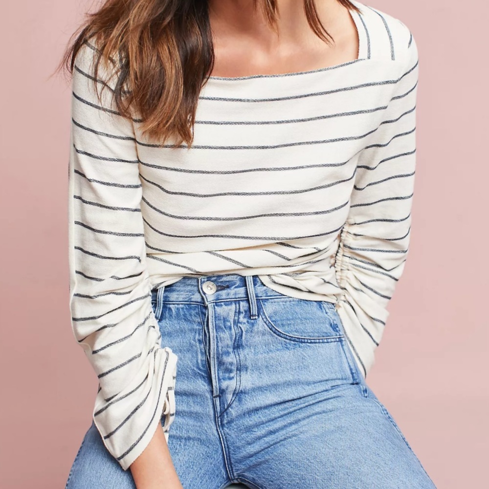 Anthropologie | Raine Striped Top, Ivory